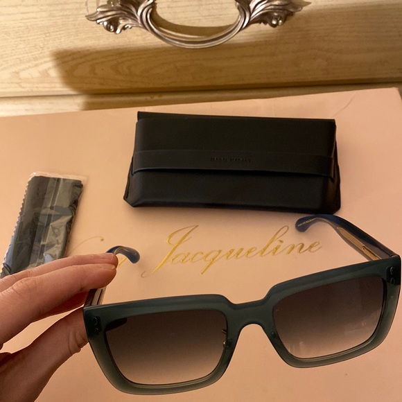 NWT Isabel Marant Sophy Rectangle Square frame acetate Designer Sunglasses GREEN - Picture 9 of 17